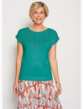 Pull fantaisie ajourée emmanchures kimono - Afibel