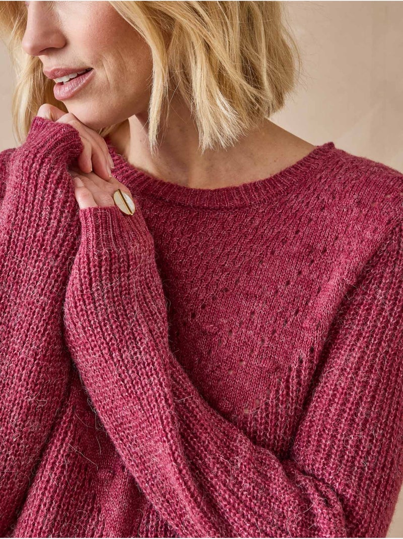 Pull fantaisie avec laine et alpaga - DAXON Rose fushia - Kiabi
