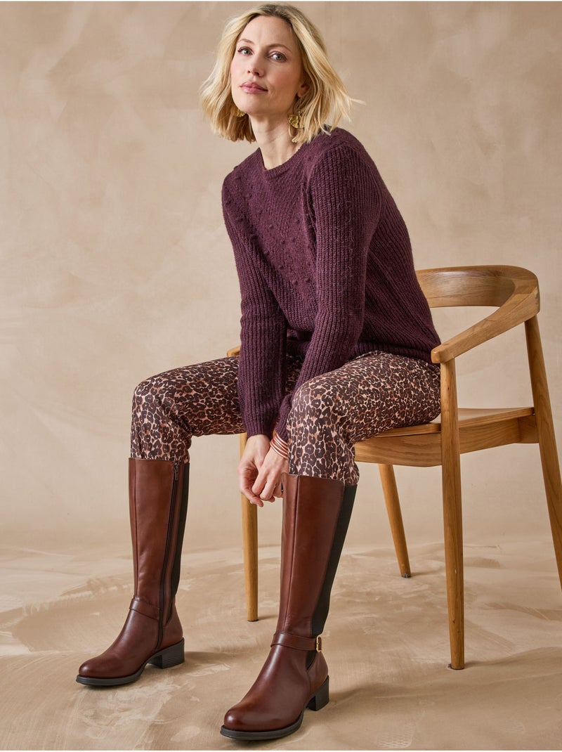 Pull fantaisie avec laine et alpaga - DAXON Violet prune - Kiabi