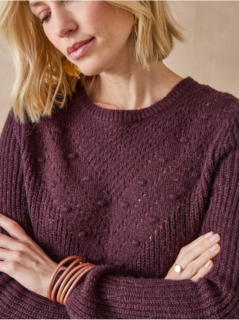 Pull fantaisie avec laine et alpaga - DAXON Violet prune - Kiabi