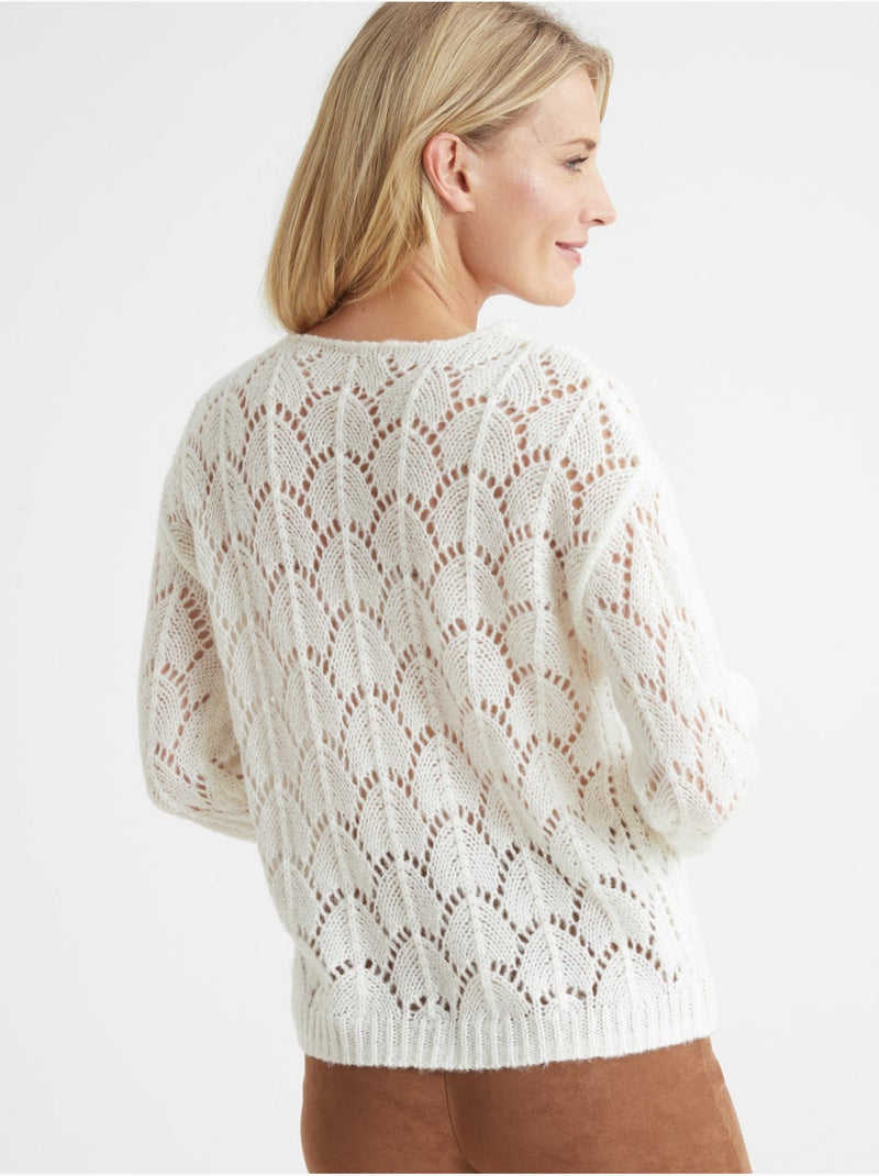 Pull fantaisie avec mohair et laine - DAXON Ecru - Kiabi