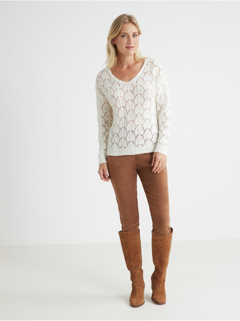 Pull fantaisie avec mohair et laine - DAXON Ecru - Kiabi