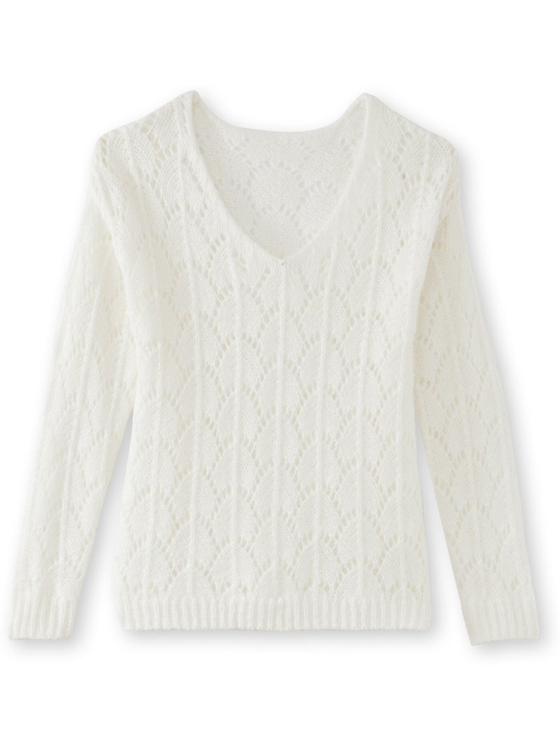 Pull fantaisie avec mohair et laine - DAXON Ecru - Kiabi
