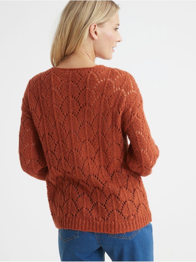 Pull fantaisie avec mohair et laine - DAXON Marron caramel - Kiabi