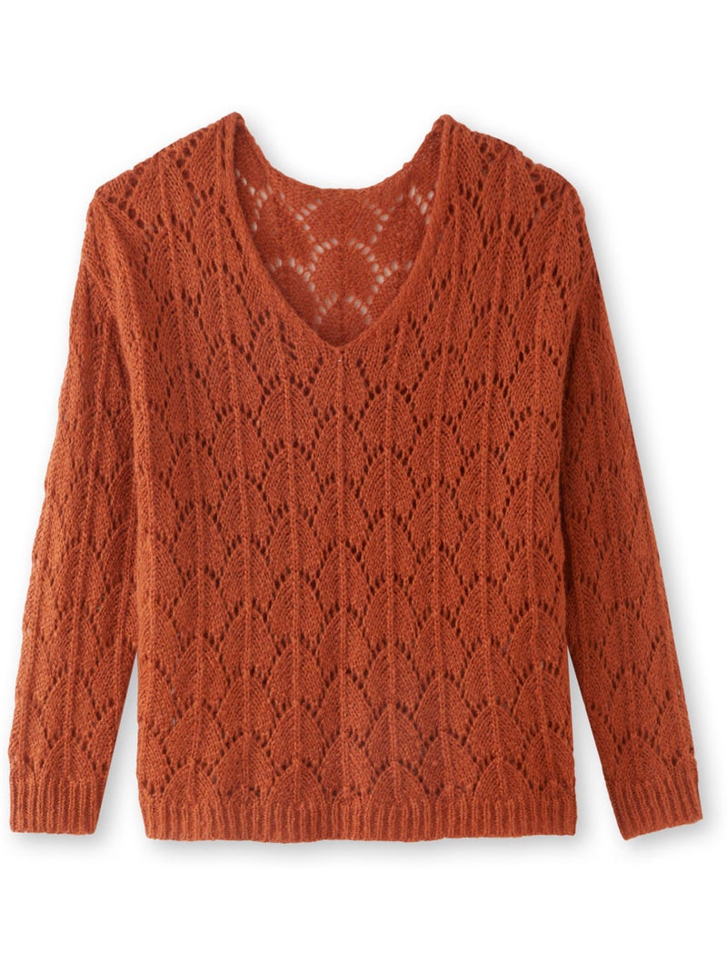 Pull fantaisie avec mohair et laine - DAXON Marron caramel - Kiabi