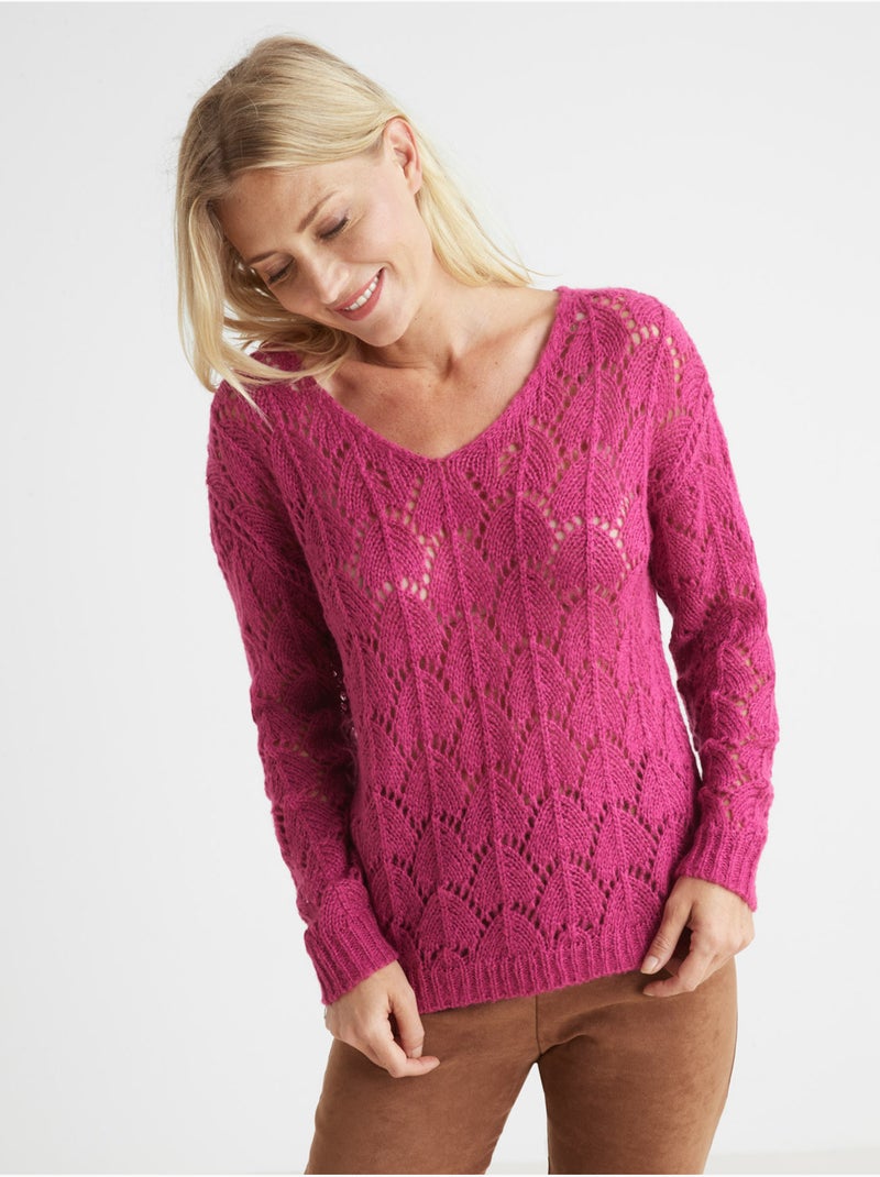 Pull fantaisie avec mohair et laine - DAXON Rose - Kiabi