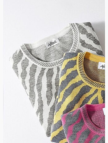 Pull fantaisie jacquard zèbre - Afibel