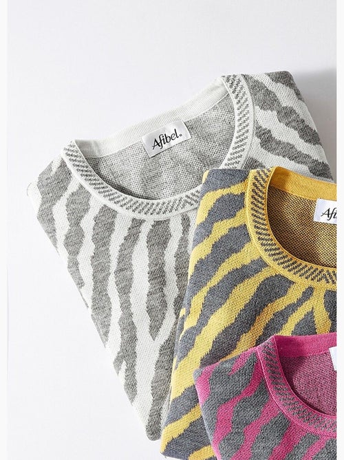 Pull fantaisie jacquard zèbre - Afibel - Kiabi