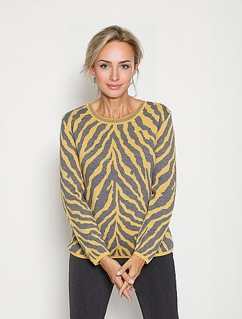 Pull fantaisie jacquard zèbre - Afibel