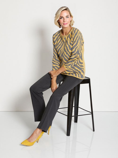 Pull fantaisie jacquard zèbre - Afibel - Kiabi