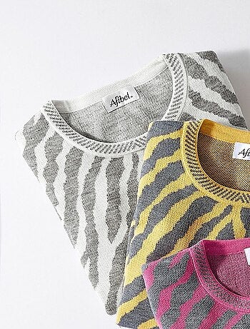 Pull fantaisie jacquard zèbre