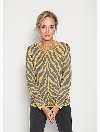Pull fantaisie jacquard zèbre