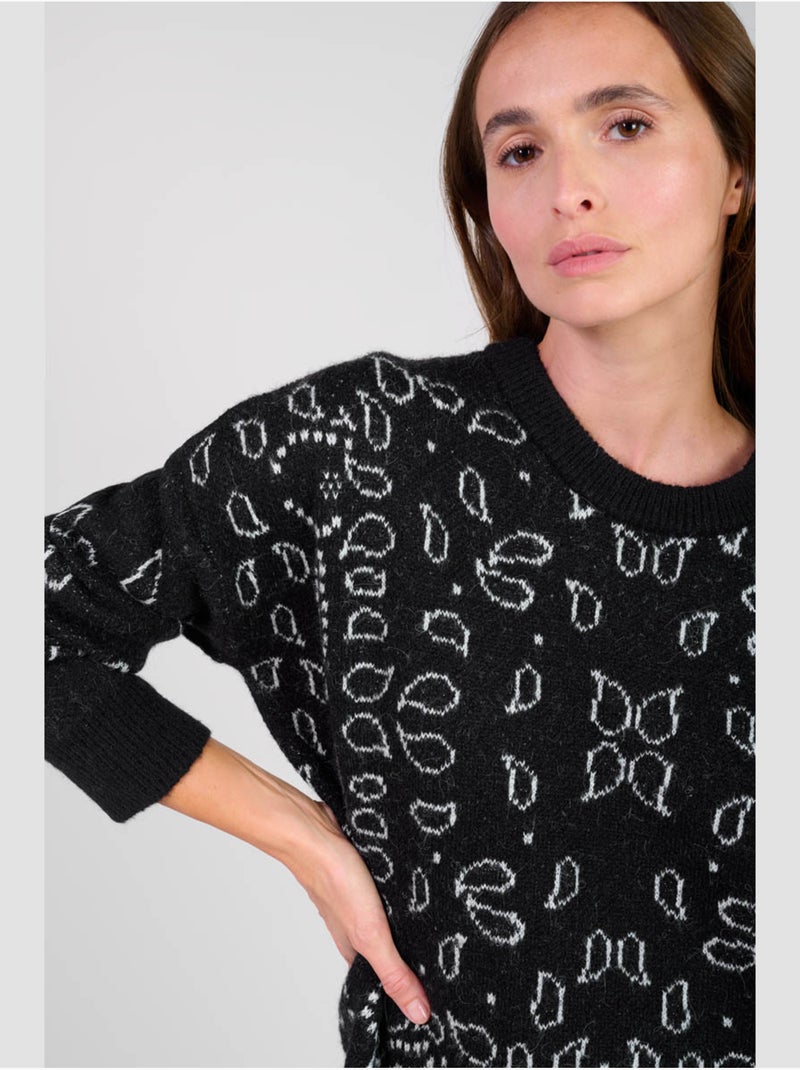 Pull farit 'le temps des cerises' Noir - Kiabi