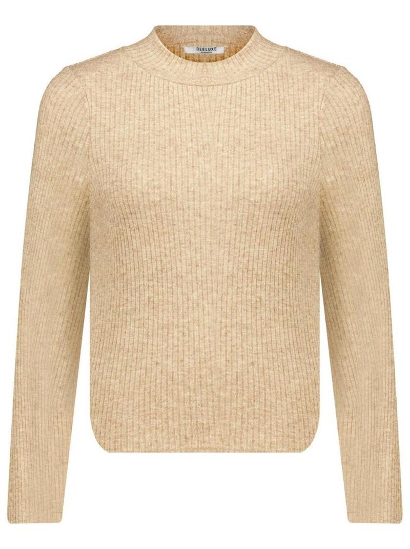 Pull femme à col montant et manches évasées 'Deeluxe' Beige - Kiabi