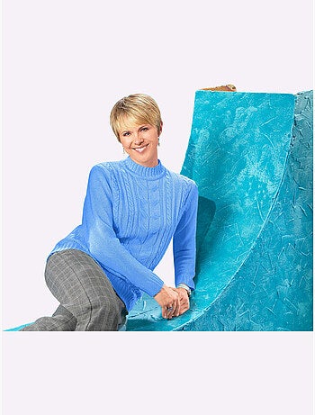 Pull femme à col rond avec motif torsadé et finition côtelée - taille standard - witt