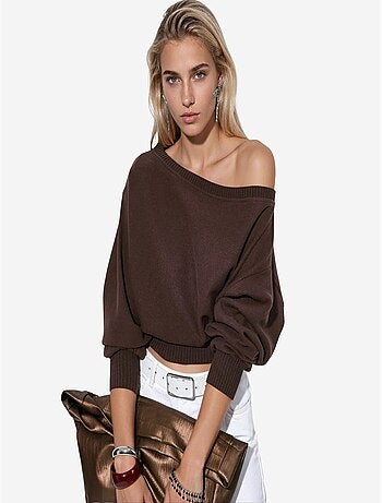 Pull femme à col rond côtelé busem