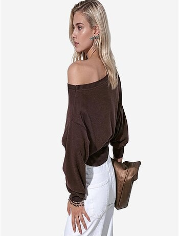 Pull femme à col rond côtelé busem