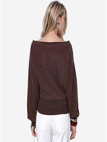 Pull femme à col rond côtelé busem