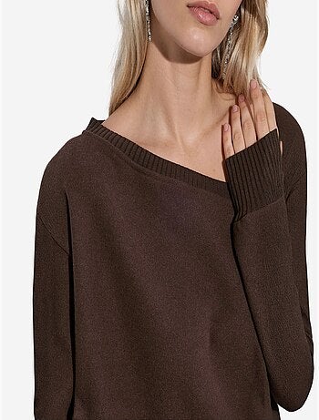 Pull femme à col rond côtelé busem