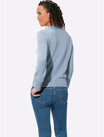 Pull femme col tortue et finitions côtelées manches et ourlet - Taille standard - Witt