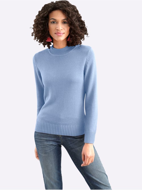 Pull femme à col tortue et manches longues avec finitions côtelées - Taille standard - Witt - Kiabi