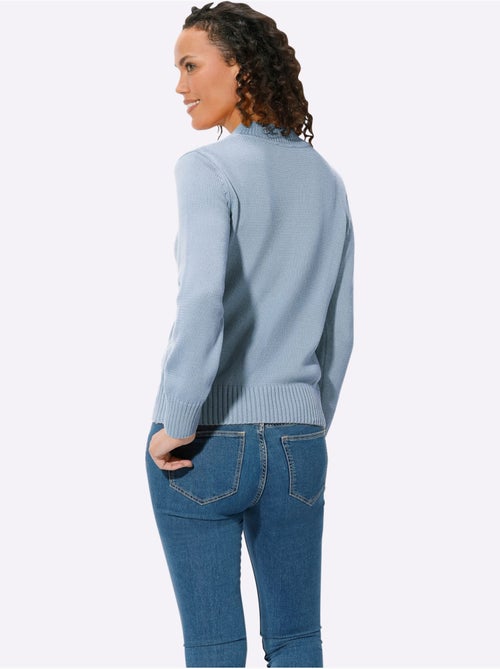 Pull femme à col tortue et manches longues avec finitions côtelées - Taille standard - Witt - Kiabi