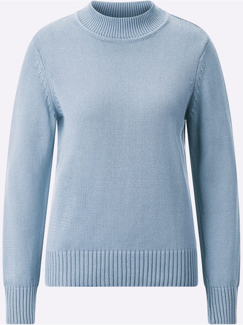 Pull femme à col tortue et manches longues avec finitions côtelées - Taille standard - Witt - Kiabi