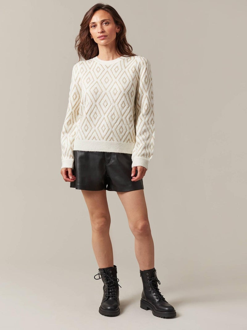 Pull femme à motifs géométriques 'Deeluxe' Beige argile - Kiabi