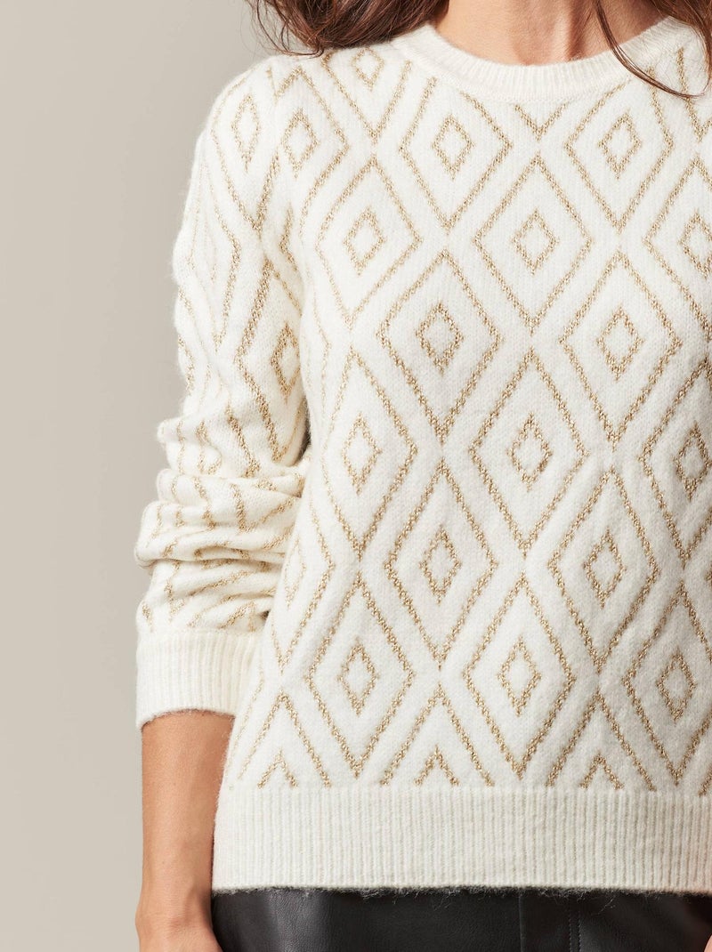 Pull femme à motifs géométriques 'Deeluxe' Beige argile - Kiabi