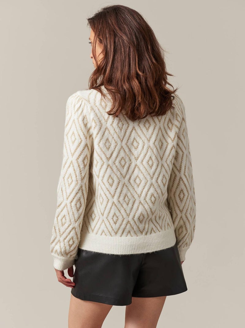 Pull femme à motifs géométriques 'Deeluxe' Beige argile - Kiabi