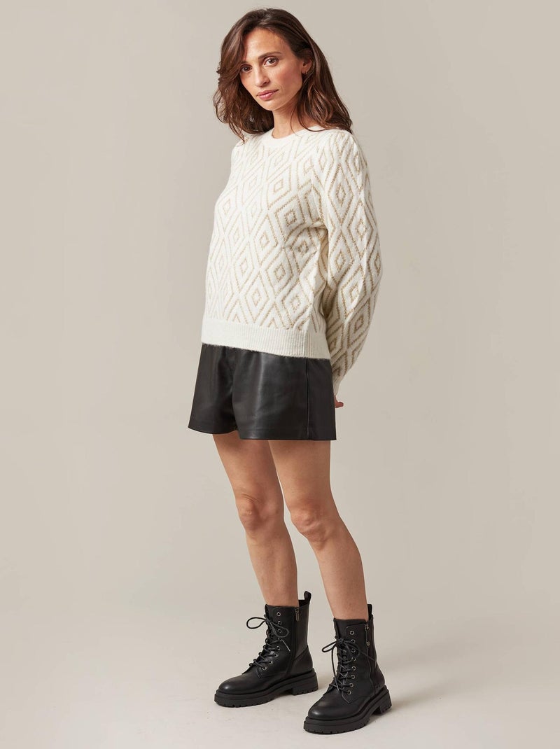 Pull femme à motifs géométriques 'Deeluxe' Beige argile - Kiabi