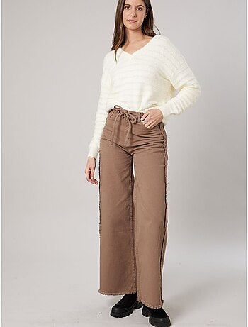 Pull femme ample duveteux rayures brillantes 'deeluxe'