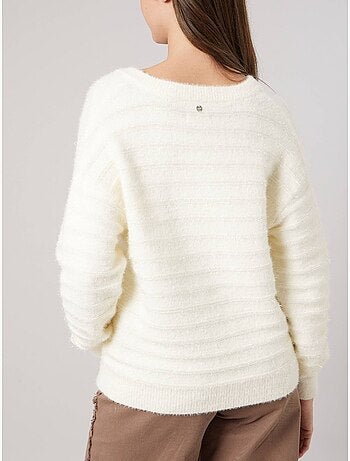 Pull femme ample duveteux rayures brillantes 'deeluxe'