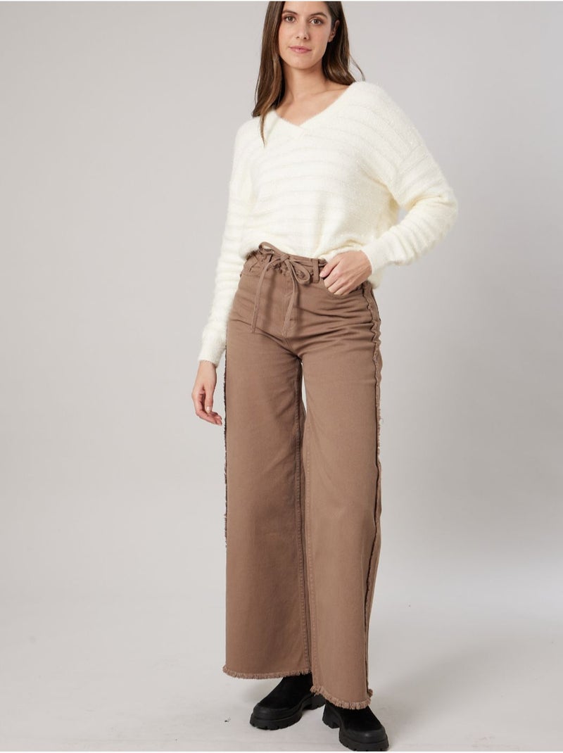 Pull femme ample duveteux rayures brillantes 'deeluxe' Blanc cassé - Kiabi