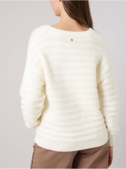 Pull femme ample duveteux rayures brillantes 'Deeluxe' - Kiabi Pull femme ample duveteux rayures brillantes 'Deeluxe' - Kiabi
