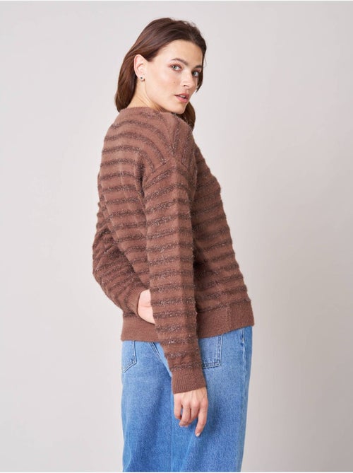 Pull femme ample duveteux rayures brillantes 'deeluxe' - Kiabi Pull femme ample duveteux rayures brillantes 'deeluxe' - Kiabi