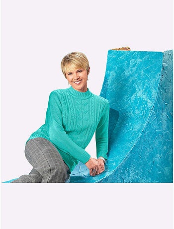 Pull femme à col rond avec motif torsadé et finition côtelée - taille standard - witt