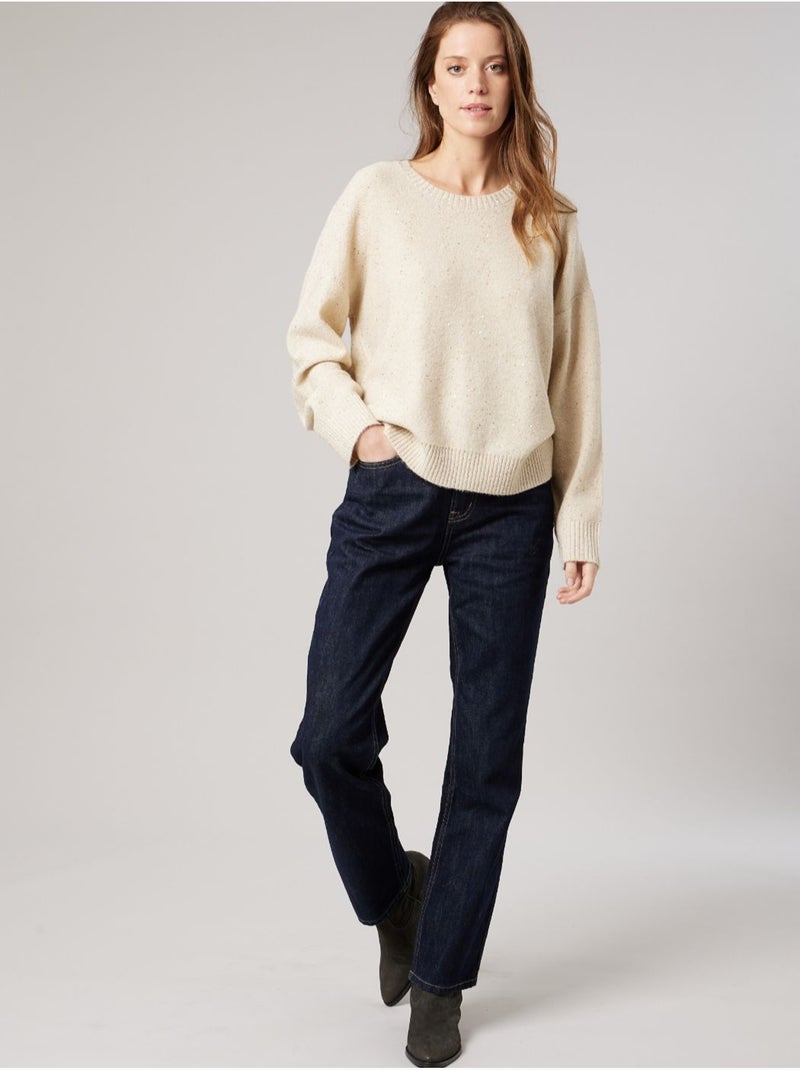 Pull femme avec sequins 'deeluxe' Beige argile - Kiabi