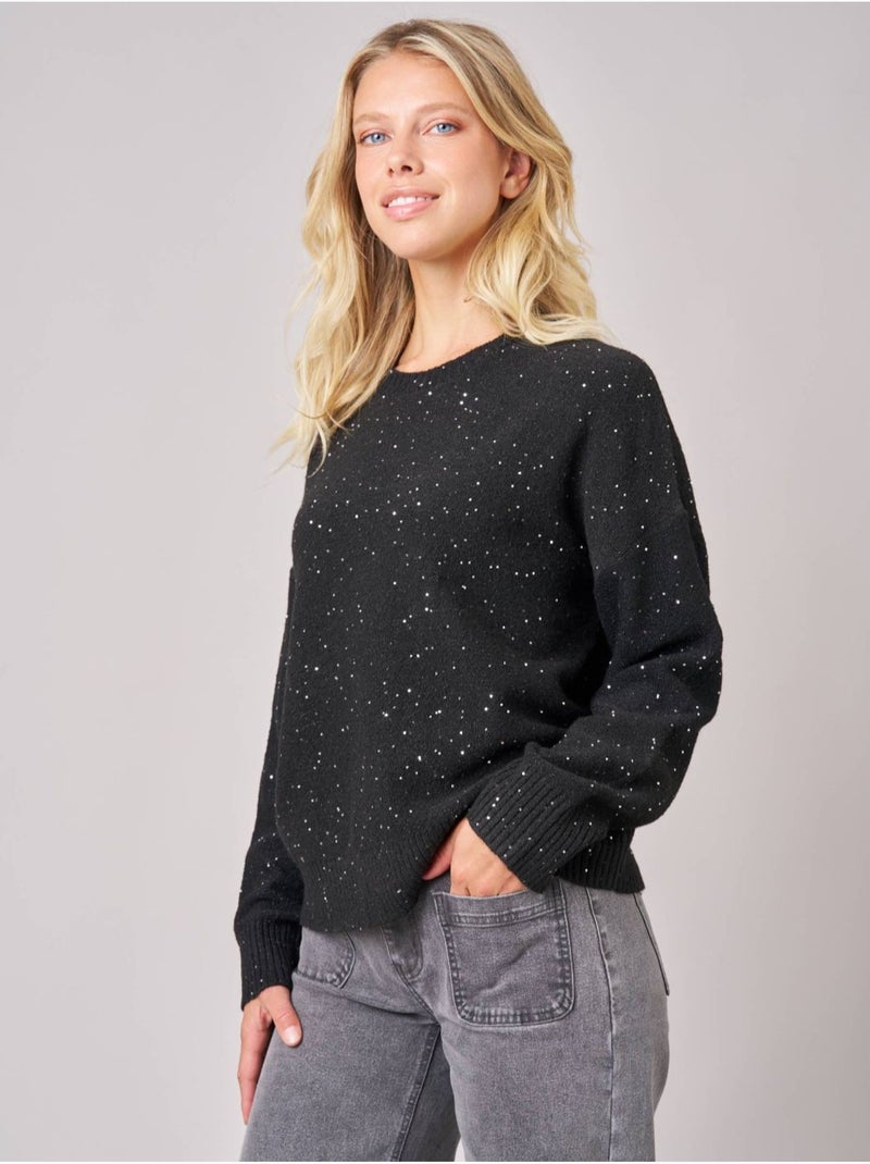 Pull femme avec sequins 'Deeluxe' Noir - Kiabi