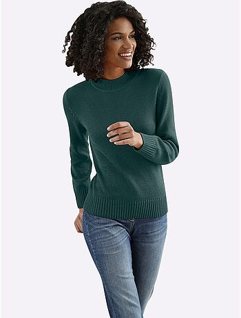 Pull en tricot manches et ourlet à bords-côtes extensibles - taille standard - moda vilona
