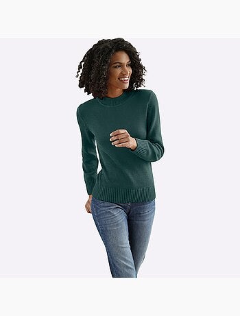 Pull en tricot manches et ourlet à bords-côtes extensibles - taille standard - moda vilona