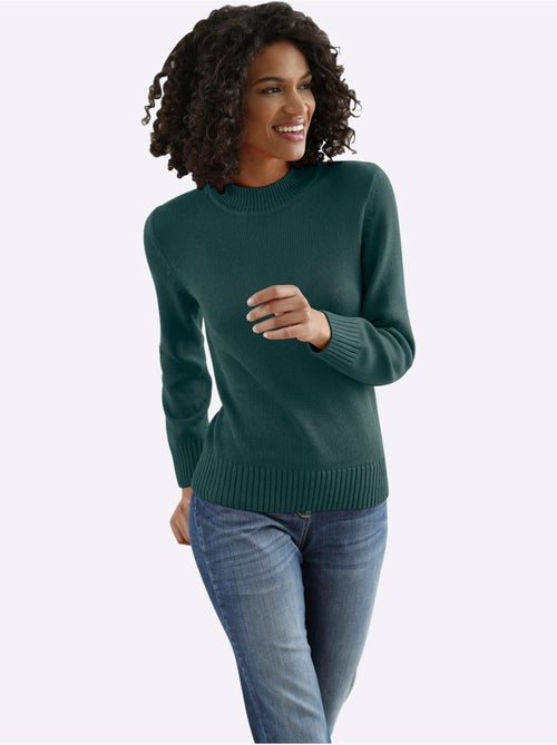 Pull femme basique à col montant en manches longues et bords-côtes - taille standard - moda vilona - Kiabi Pull femme basique à col montant en manches longues et bords-côtes - taille standard - moda vilona - Kiabi