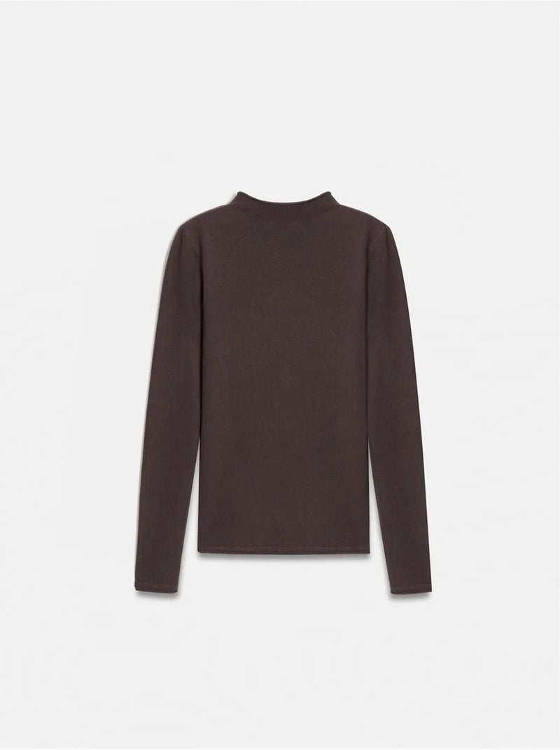 Pull femme cintré en maille côtelée, col montant court dilvin Marron - Kiabi