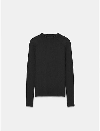 Pull femme cintré en maille côtelée, col montant court dilvin