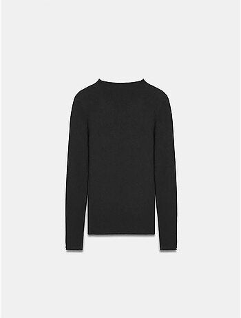 Pull femme cintré en maille côtelée, col montant court dilvin