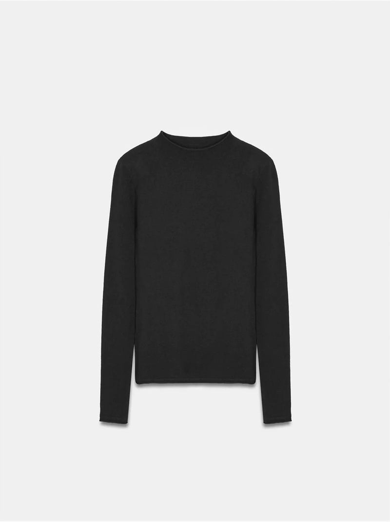 Pull femme cintré en maille côtelée, col montant court dilvin Noir - Kiabi