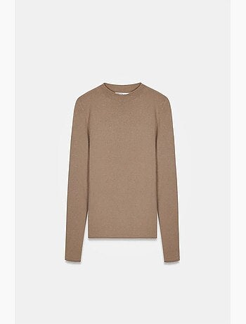 Pull femme cintré en maille côtelée, col montant court dilvin