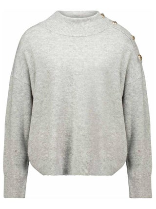 Pull femme col montant et épaule boutonnée 'Deeluxe'