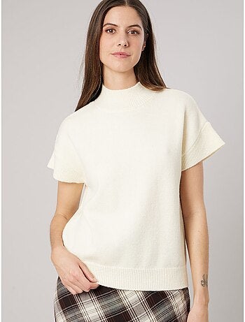 Pull femme col montant maille douce 'deeluxe'