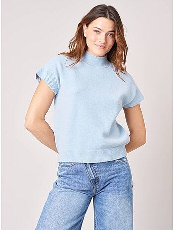 Pull femme col montant maille douce 'deeluxe'